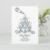 Handgezogene Perlen und Prosecco-Brautparty Einladung (Stehend Vorderseite)