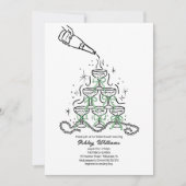 Handgezogene Perlen und Prosecco-Brautparty Einladung (Vorderseite)