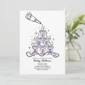 Handgezogene Perlen und Prosecco-Brautparty Einladung (Stehend Vorderseite)