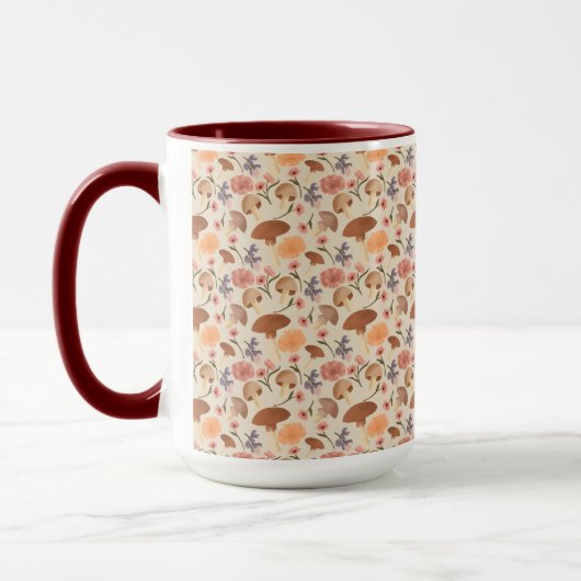 Handgezogene Pilze und Blume neutral Tasse (Links)