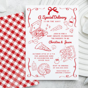 Handgezogene Pizza Baby Dusche Einladung