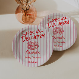 Handgezogene Pizza Red Special Kinderdusche Pappteller