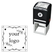 Handgezogene quadratische Blume mit Kränen Permastempel (Beispiel)