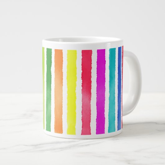 Handgezogene Regenbogenstreifen Jumbo-Tasse (Vorderseite Rechts)