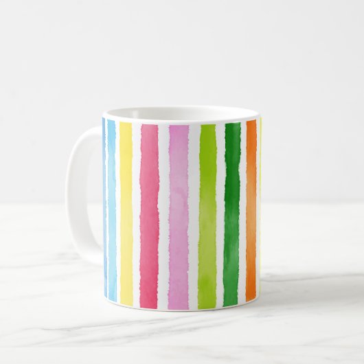 Handgezogene Regenbogenstreifen Kaffeetasse (Vorderseite Links)