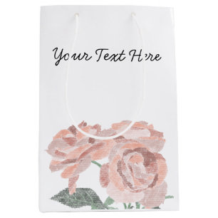 Handgezogene Rose Personalisierte Geschenktasche - Mittlere Geschenktüte