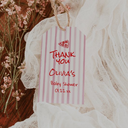 Handgezogene rote Pizza Spezielle Kinderdusche Geschenkanhänger