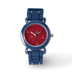 Handgezogene Schere auf Maronrot Armbanduhr