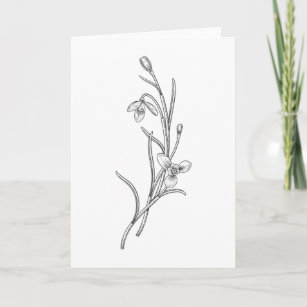 Handgezogene Schneefall-Blume Faltenkarte Karte