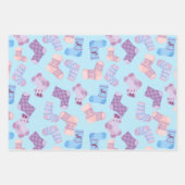 Handgezogene Socken gepolstertes Muster blau Geschenkpapier Set (Vorderseite 3)