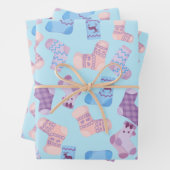 Handgezogene Socken gepolstertes Muster blau Geschenkpapier Set (Beispiel)