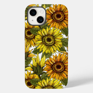 Handgezogene Sonnenblume Case-Mate iPhone 14 Hülle