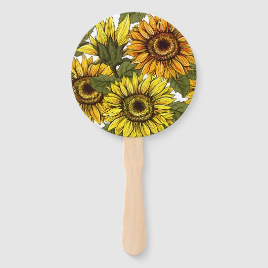 Handgezogene Sonnenblume Fächer (Rückseite)
