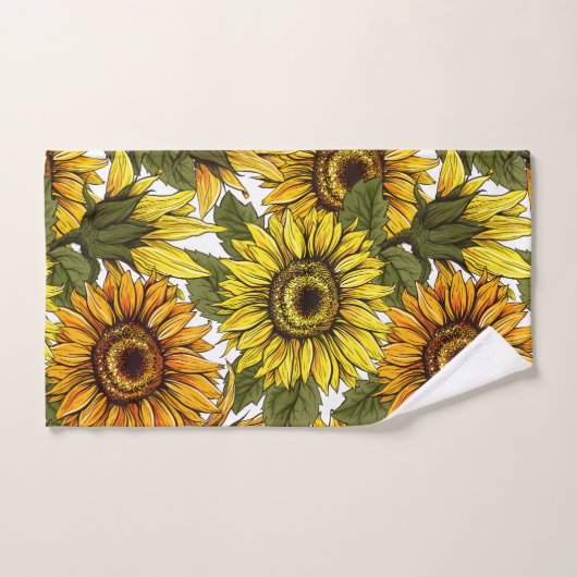 Handgezogene Sonnenblume Handtuch (Handtuch)
