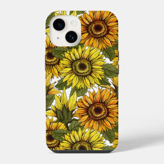 Handgezogene Sonnenblume iPhone Hülle (Rückseite)