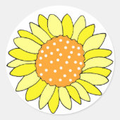 Handgezogene Sonnenblume Runder Aufkleber (Vorderseite)