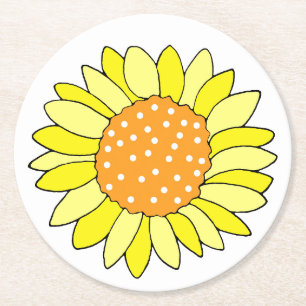 Handgezogene Sonnenblume Runder Pappuntersetzer