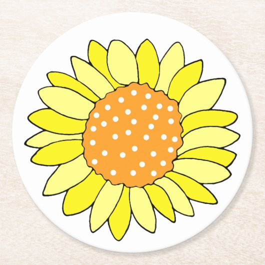 Handgezogene Sonnenblume Runder Pappuntersetzer (Vorderseite)