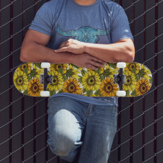 Handgezogene Sonnenblume Skateboard