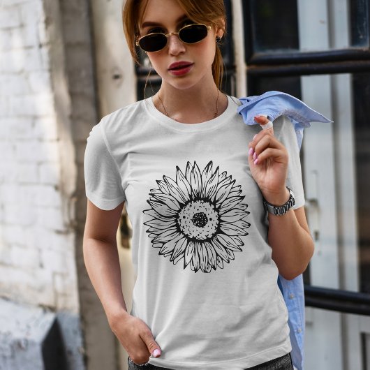 Handgezogene Sonnenblume T-Shirt