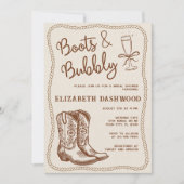 Handgezogene Stiefel und Western-Brautparty Einladung (Vorderseite)