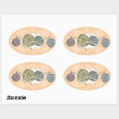 Handgezogene Stricknadeln Garnkarte Ovaler Aufkleber (Blatt)