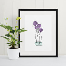 Handgezogene Vase der violetten Rose