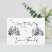 Handgezogene Waldhochzeit Dankeskarte (Stehend Vorderseite)