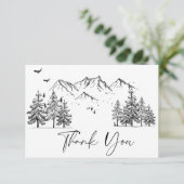 Handgezogene Waldhochzeit Dankeskarte (Stehend Vorderseite)