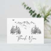 Handgezogene Waldhochzeit Dankeskarte (Stehend Vorderseite)