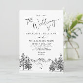 Handgezogene Waldhochzeit Einladung (Stehend Vorderseite)