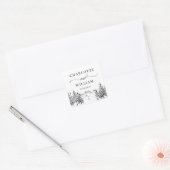 Handgezogene Waldhochzeit Quadratischer Aufkleber (Umschlag)