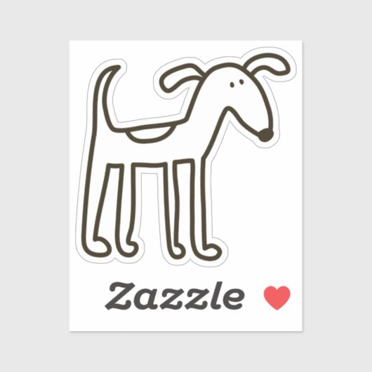 Handgezogene Welpe, kundenspezifisch geschnitten V Aufkleber (Blatt)