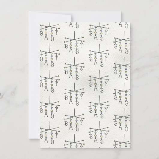 Handgezogene Whimsical Crib Baby Dusche Einladung (Rückseite)