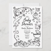 Handgezogene Whimsikbücher für Baby, Babydusche Einladung (Vorderseite)
