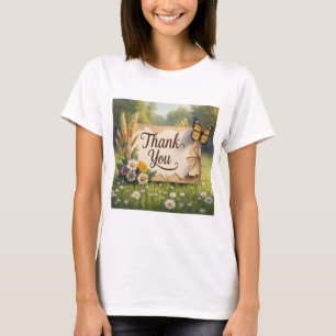 Handgezogene Wildblumen, Weizenställe, Schmetterli T-Shirt