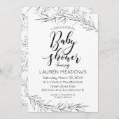 Handgezogene Zweige Kinderdusche Einladung (Vorne/Hinten)