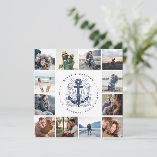 Handgezogener Anker | FotoCollage Save the Date (Stehend Vorderseite)
