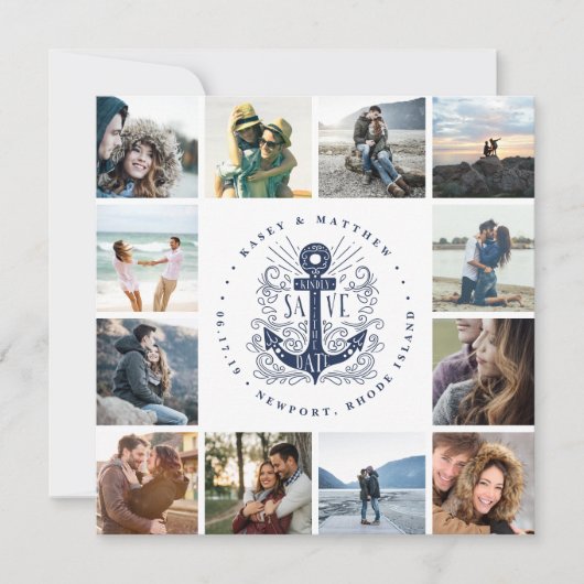 Handgezogener Anker | FotoCollage Save the Date (Vorderseite)