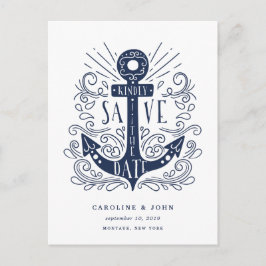 Handgezogener Anker Save the Date Ankündigungspostkarte