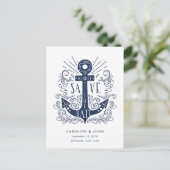 Handgezogener Anker Save the Date Ankündigungspostkarte (Stehend Vorderseite)
