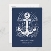Handgezogener Anker Save the Date Ankündigungspostkarte (Vorne/Hinten)