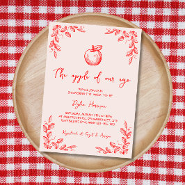 Handgezogener Apfel unserer Babydusche im Augenfal Einladung