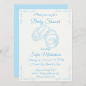 Handgezogener Babyboy Babydusche Einladung (Vorne/Hinten)