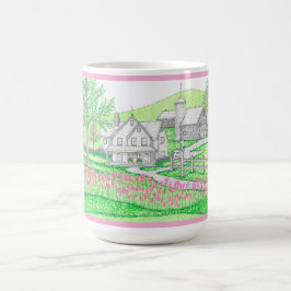 Handgezogener Bauernhof Rosa 15oz Tasse