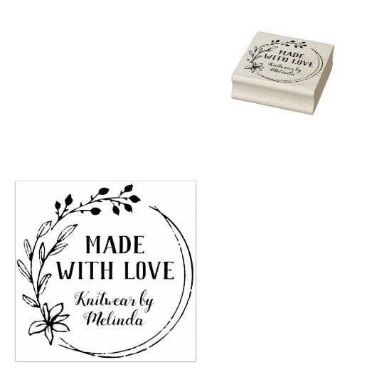 Handgezogener Berry-Blume-Kranz aus Liebe Gummistempel (Stempel)