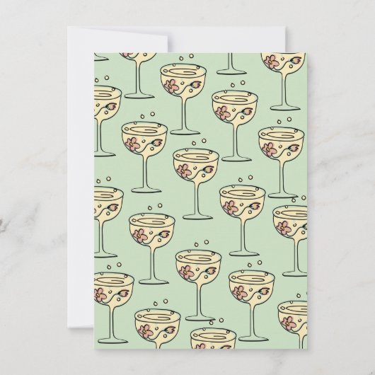 Handgezogener Brunch und Brautparty Einladung (Rückseite)