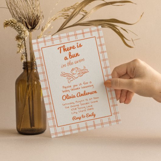 Handgezogener Bun im Ofen-Kupid-Engel-Kinderdusche Einladung