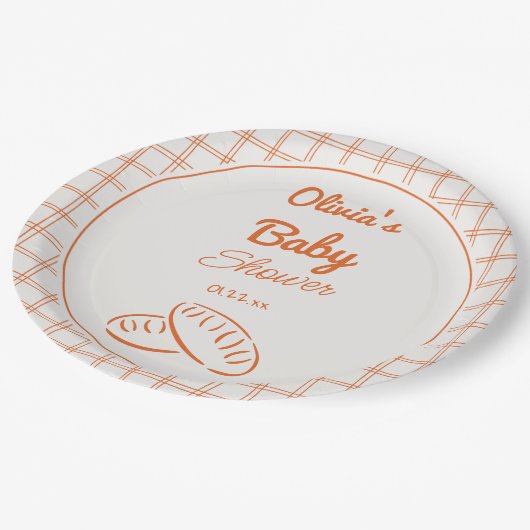 Handgezogener Bun in der neutralen Ofendusche Pappteller (Schrägansicht)