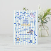 Handgezogener Champagner Baby Dusche Einladung (Stehend Vorderseite)